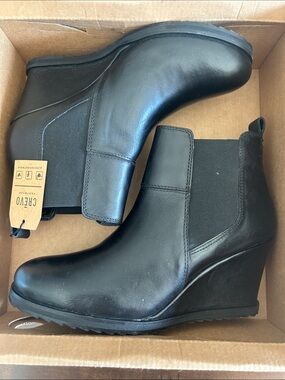 Crevo Black Wedge Chelsea Booties for Women